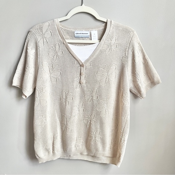 Vintage Butterfly Sweater Women’s Med Cream Open Knit 90s Sweet Dainty Neutral - Picture 1 of 12